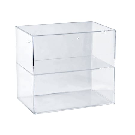 Azar Displays Acrylic Countertop Open Case 14'' Wide with One Non-Removable Shelf and Wall Hanging Holes 255655